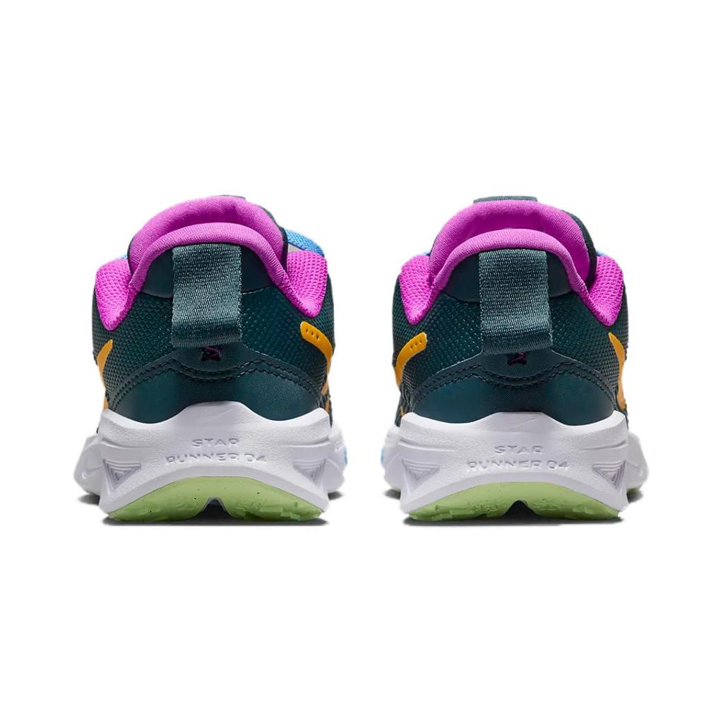 Nike Star Runner 4 Удобные Простые Амортизирующие Прочные Низкие Детские Кроссовки для Бега Детские Кроссовки для Бега Зеленый Фиолетовый DX7614-300