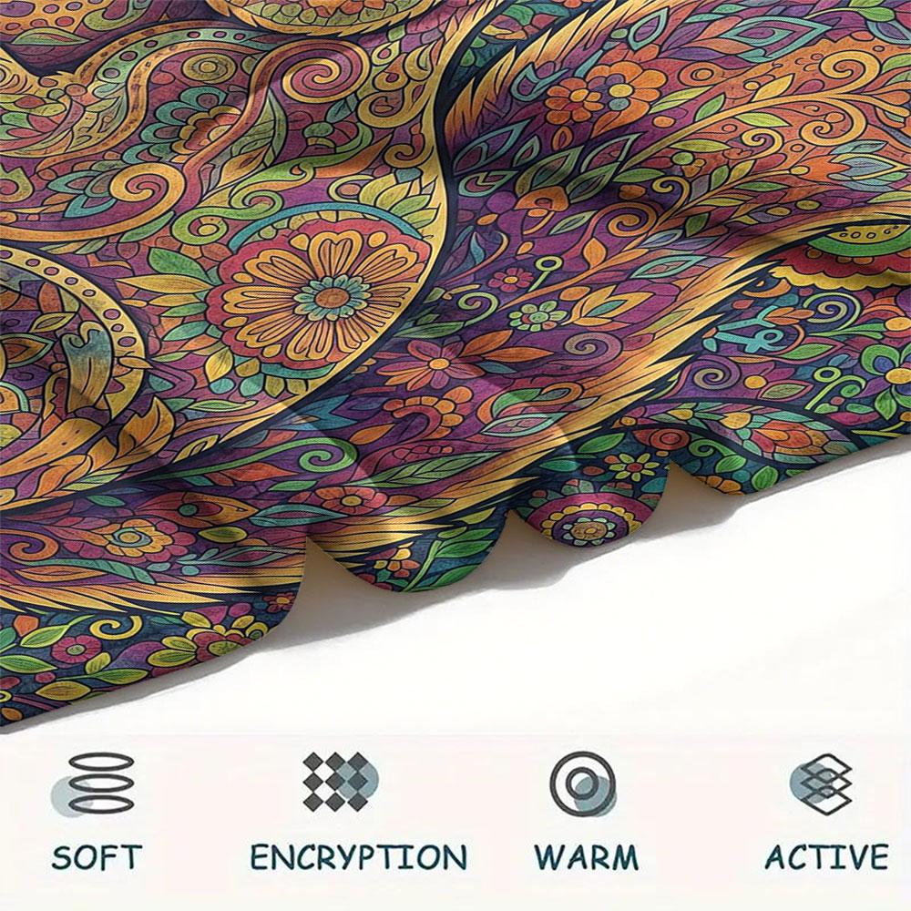 1Pc Mandalapainting Print Flannel Blanket, High quality Comfortable for All Seasons, Home Decor, Warmth and Comfort, Perfect for Christmas Gifts
