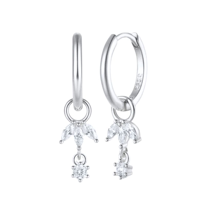 925 Silver Ear Buckles Fashion Hoop Earrings White Crystal Luxury Women's Earrings Wedding Women's Jewelry Premium Gift