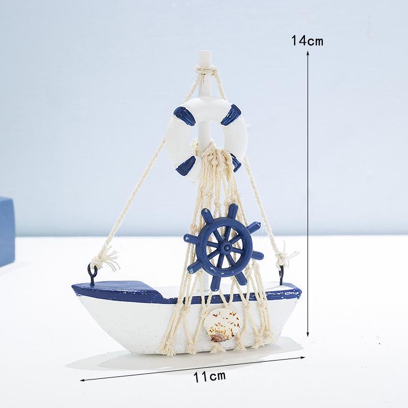 Solid Wood Sailboat Ornaments: Mediterranean Table Decorations & Creative Photography Props