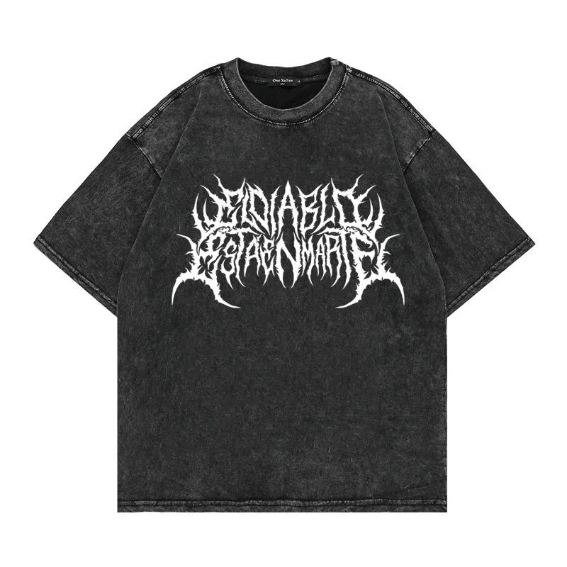 benber vintage style Oversized Washed Punk T Gothic Graphic Unisex High Street Vintage Loose Casual Ts Harajuku Cotton T s Man