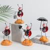 Metal Gardening Outdoor Cute Creative Small Beetle Dolls Ladybug Ornaments Simulation Animal Model Statue Desktop Decoration
