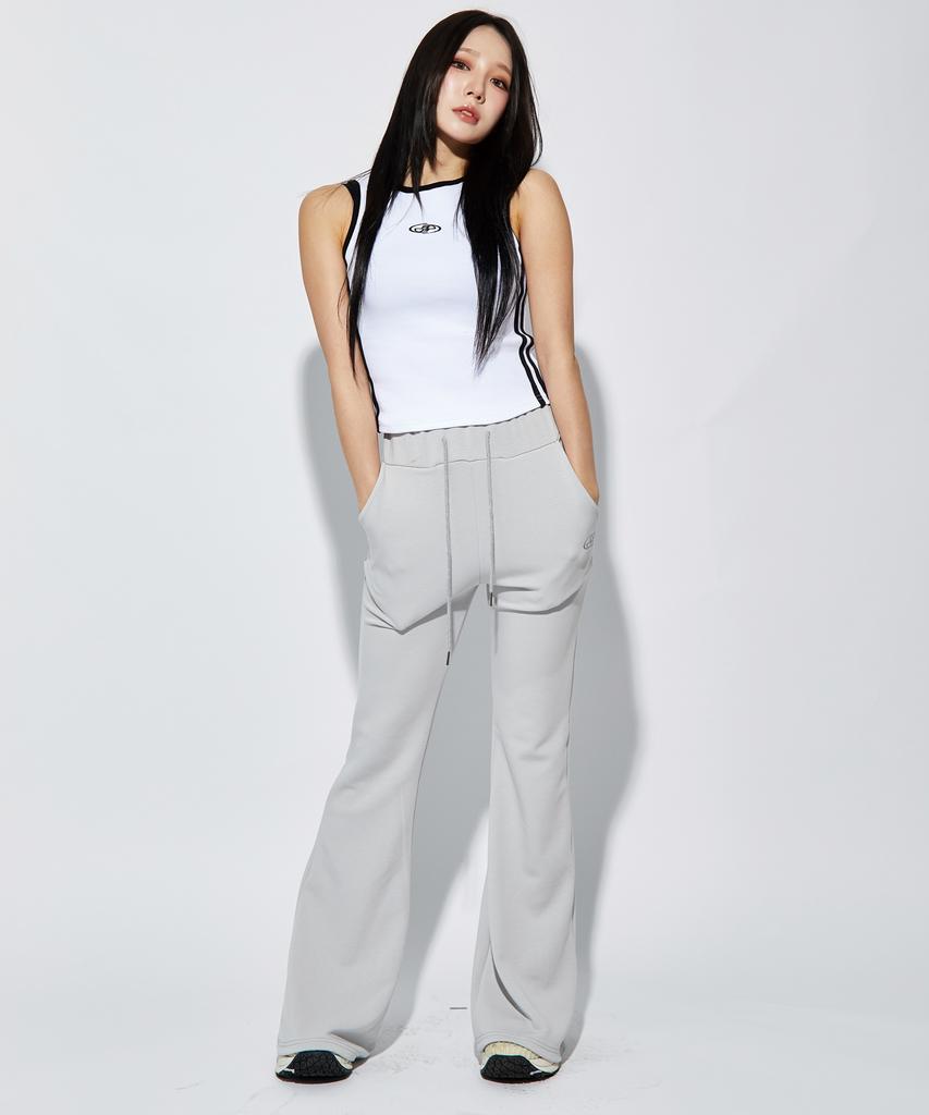 BATTRACT Women'S Double Logo Daily Bootcut Pants_Gray