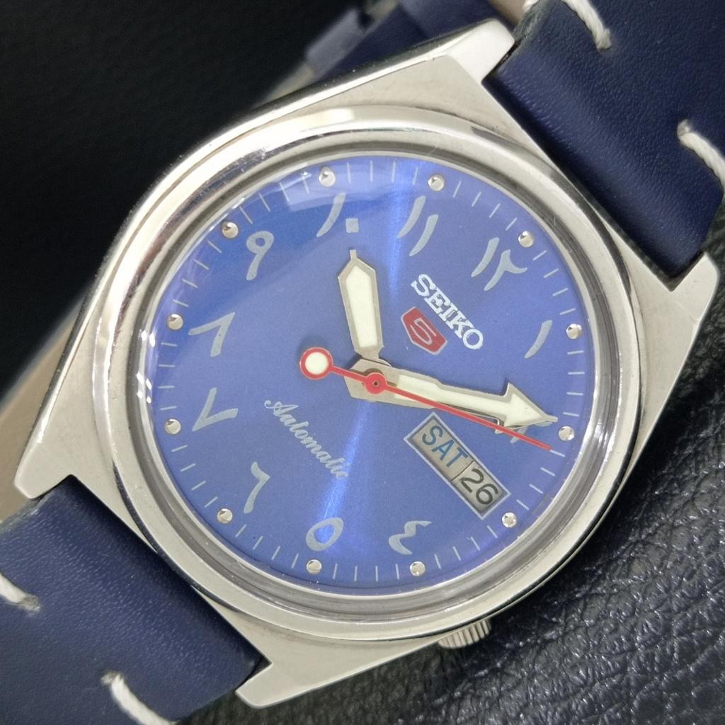 Seiko 5 АВТОМАТИЧЕСКИХ 7009A ЯПОНИЯ МУЖСКИЕ ВИНТАЖНЫЕ СИНЕГО ЦВЕТА С АРАБСКИМИ ЦИФРАМИ ЧАСЫ a702652-1