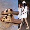 Fashion 2025 New Fashion Women's Slippers Square Toe Chain Slippers Flat Slide Sandals Beach Flip Flops Metal Decoration Casual Shoes