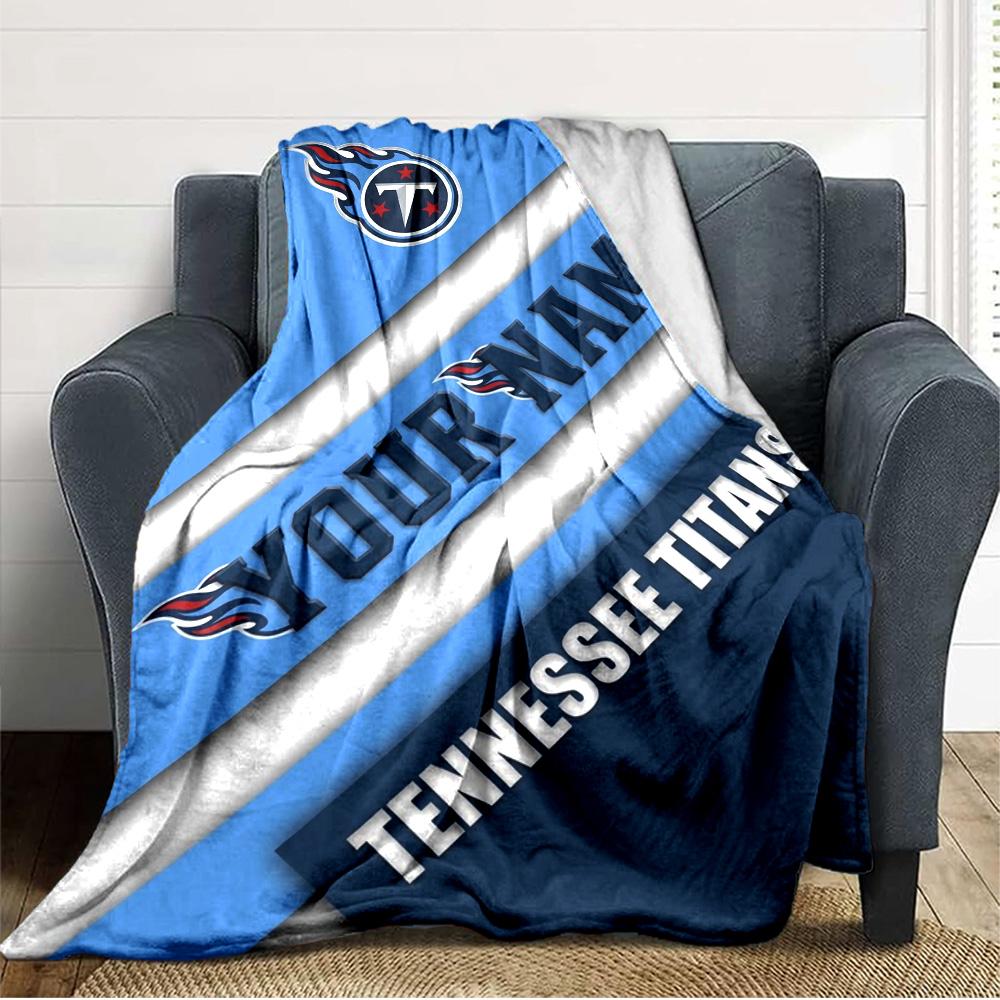 Name Custom Tennessee Titans Logo Print Flannel Blanket High Quality Warm Comfortable Cover for All Seasons Perfect for Gifts Home Decor