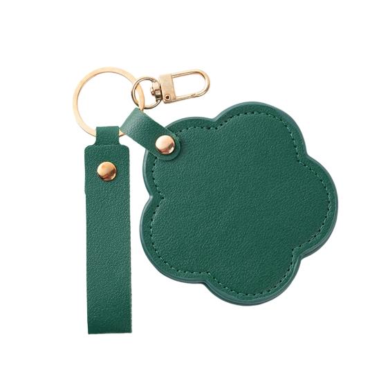 Зеркало для макияжа в форме цветка из искусственной кожи, водонепроницаемое, портативное, для туалетного столика, брелок