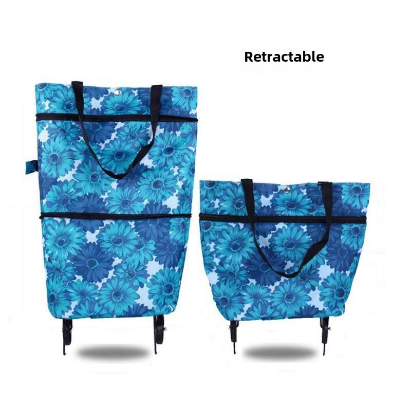 Портативная складная тележка для покупок из ткани Оксфорд с ручкой