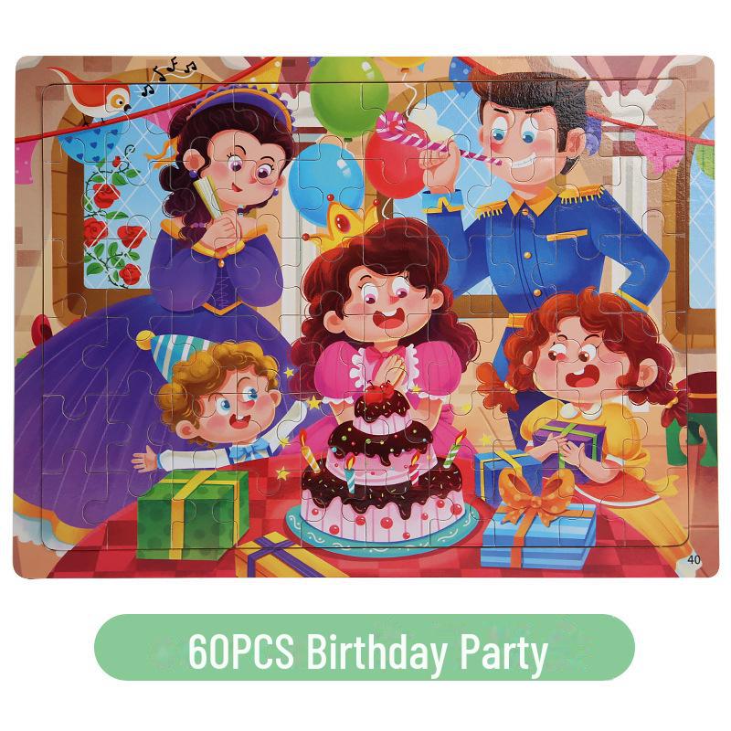 Temu 60-Piece Wooden Cartoon Puzzle for Early Childhood Education