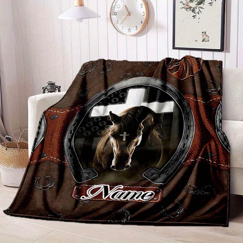 Retro Horse Customize Your Name Blanket Warm Comfortable And Soft Blankets Are Suitable For Home Lunch Break Blanket Office Sofa Sofa Gift To