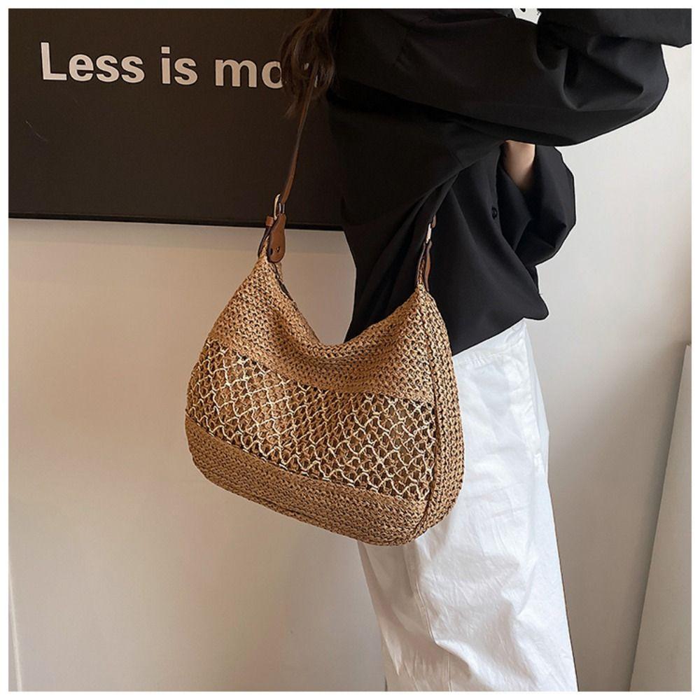 Fashion Bohemian Shoulder Bag Large Capacity Summer Beach Straw Handbag Sweet Weave Tote Bag Girls