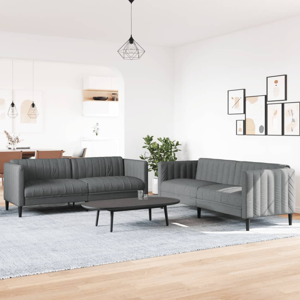 Vidaxl 2-Cz. Komplet Wypoczynkowy, Ciemnoszary, Obity Tkaniną