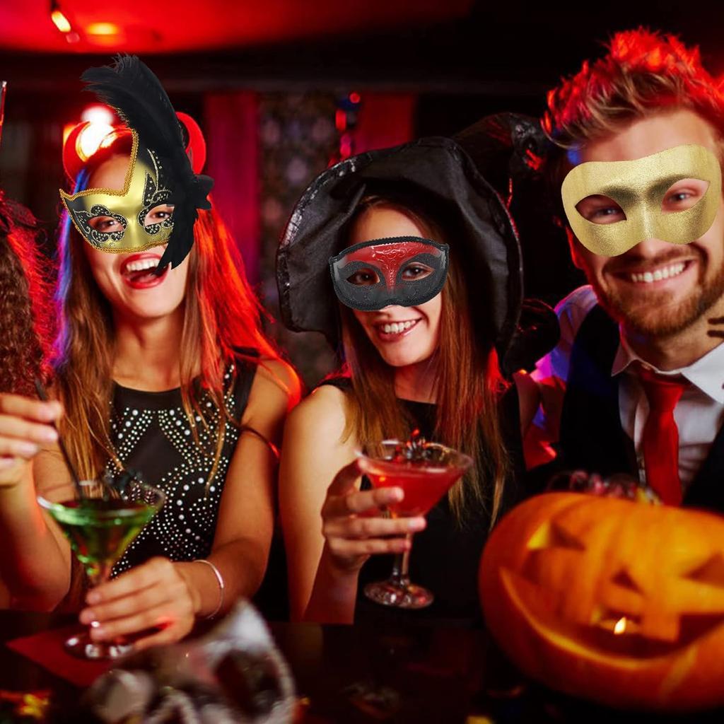 PARAOR 16PCS DIY White Masquerade Mask Paintable Paper Mache Mask White Half Face Masks for Mardi Gras Cosplay Masquerade Dance Party Halloween