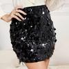 Мини-юбка с блестками, юбка с пайетками, юбка с высокой талией, облегающая, эластичная, короткая юбка, облегающая фигуру, с высокой эластичной талией