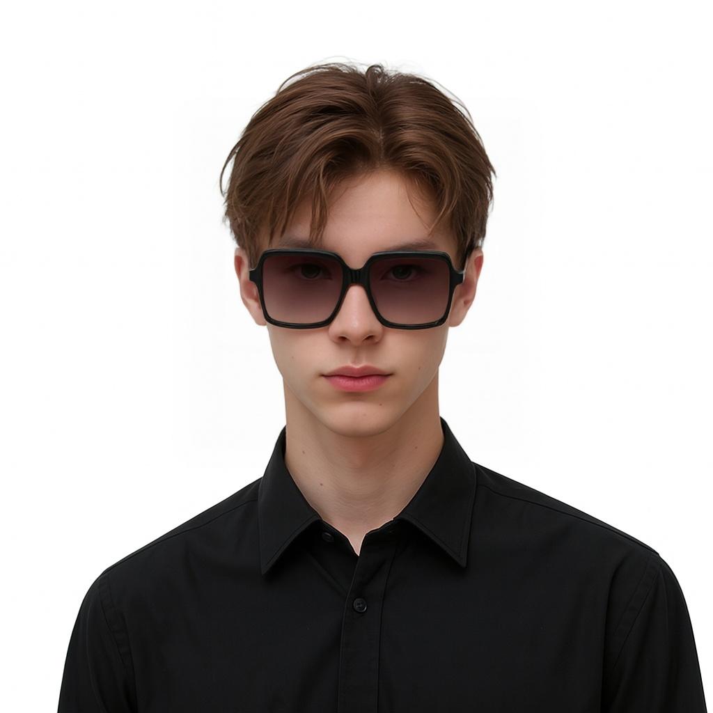 Saint Laurent Square Acetate Sunglasses With Logo Unisex sunglasses Black SL174001
