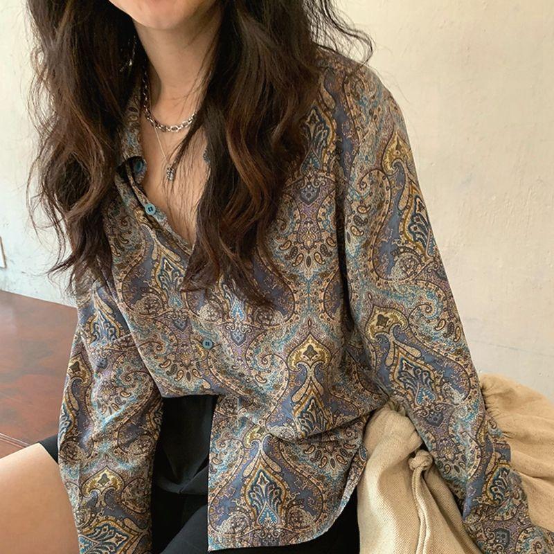 Floral Shirt for Women with Hong Kong Style Retro Charm A Unique Small Top A High-end Sun-protective Shirt