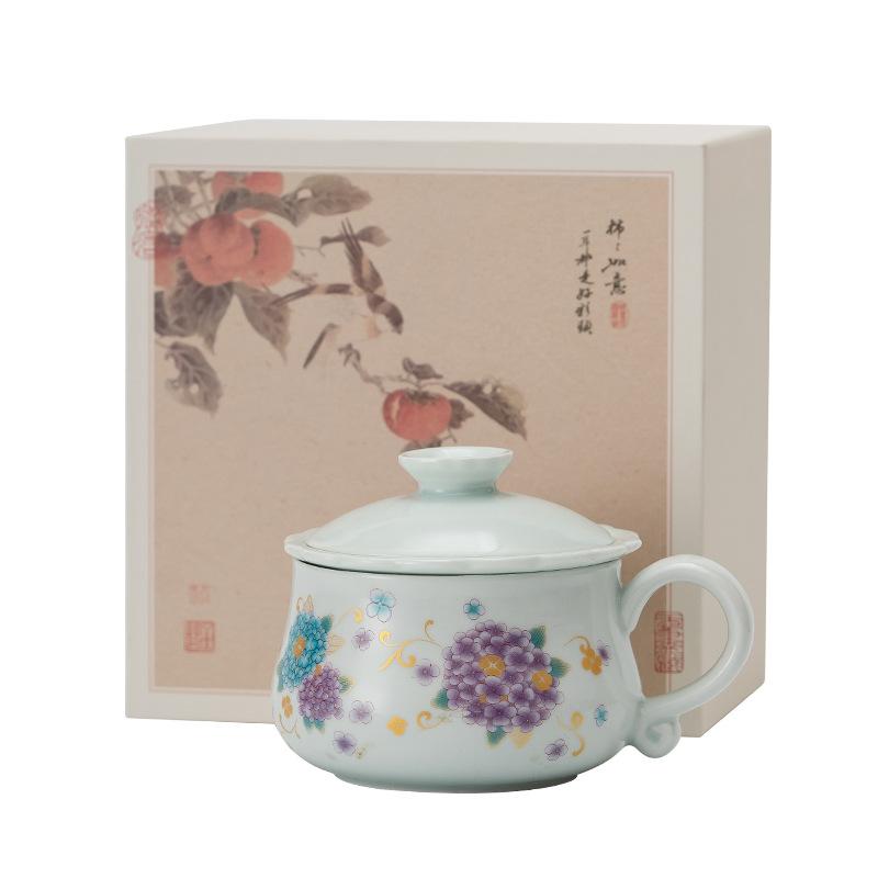 Ceramic office cup thousand miles Jiangshan gift box Guochao tea cup business souvenir Jiangshan gift merchandise set