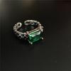 Винтажные изумрудные разноцветные квадратные кольца с цирконием для женщин, регулируемое кольцо с геометрическим рисунком, модные украшения для вечеринок