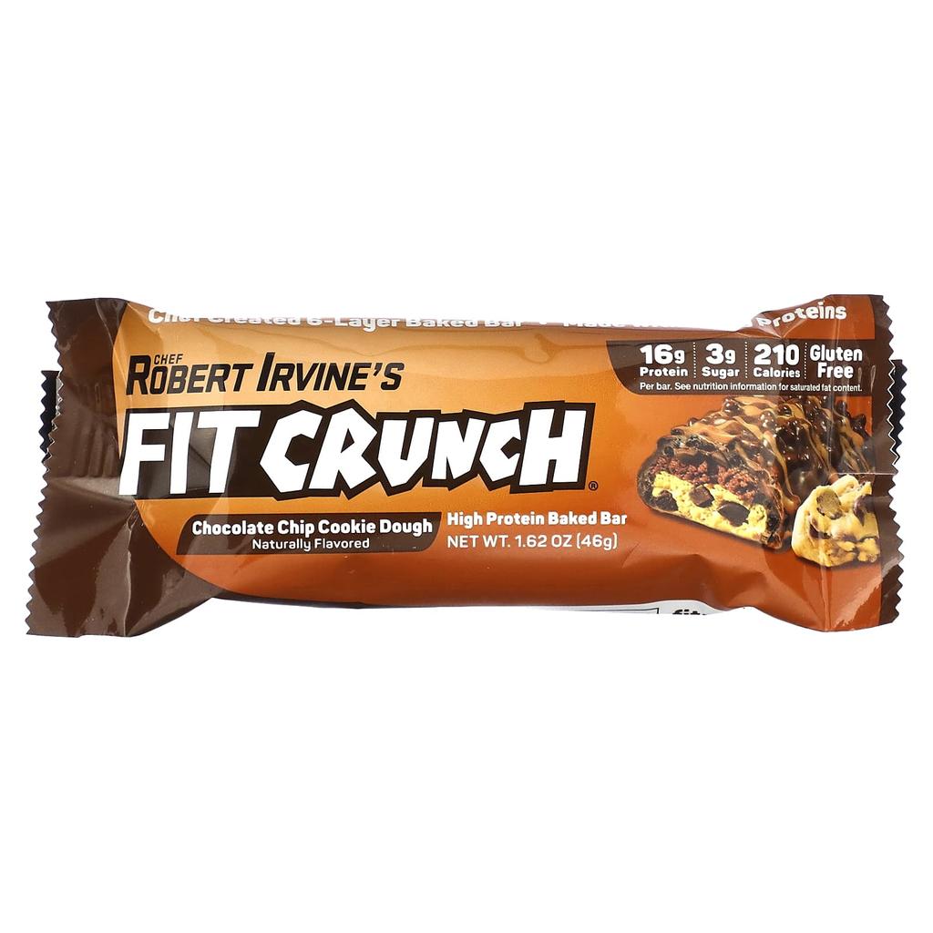 FITCRUNCH Высокопротеиновые запеченные батончики, тесто для шоколадного печенья, 9 батончиков, 1,62 унции (46 г) каждый