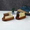 Wooden Business Card Holder Metal Organizer Office Desk Display Stand Memo Counter Accessories Tabletop Card Holder Storage