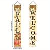 Autumn Pumpkin Couplet - Maple Leaf Harvest Porch Banner - Pinecone Pumpkin - Porch Hanging Door Decor (0230)