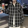 2024 Повседневная свободная рубашка с лацканами в клетку для мужчин среднего возраста и молодых мужчин, деловая повседневная модная куртка для мужчин