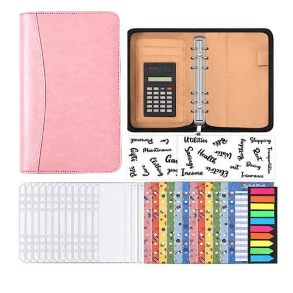 A6 File Folder PU Leather Work Record Book Multifunctional Loose Leaf Notebook Conference Use