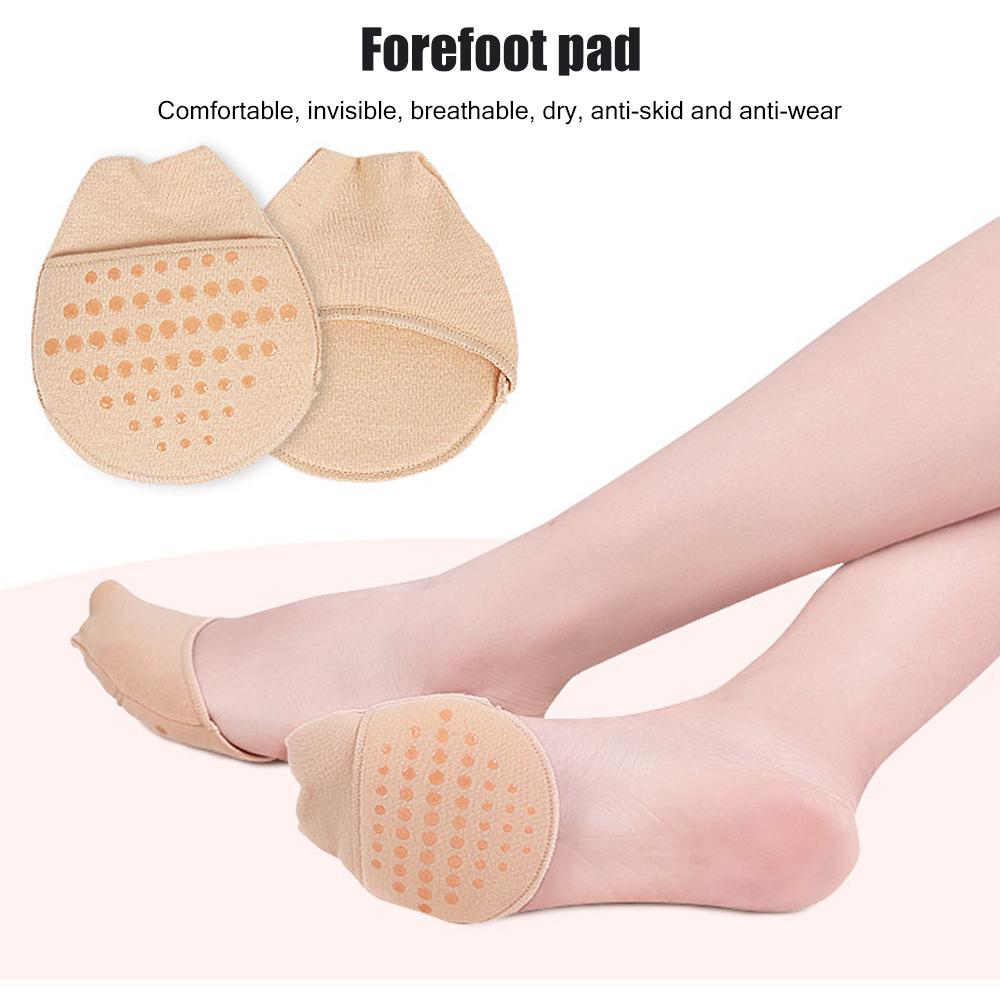 1 Pair Breathable Women's Invisible Toe Cover With Padding Toe Topper Liner Socks Non-Skid Bottom For High Heels Cushions