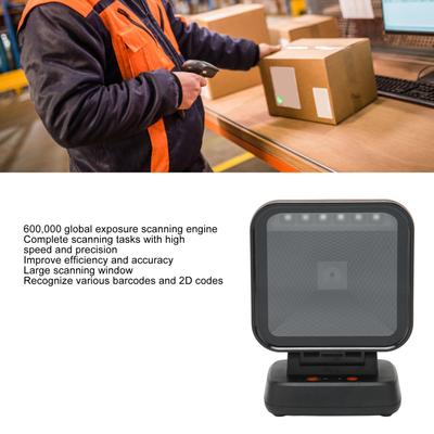 2D 1D QR настольный сканер штрих-кодов проводной USB большое окно сканирования регулируемый угол сканер штрих-кодов