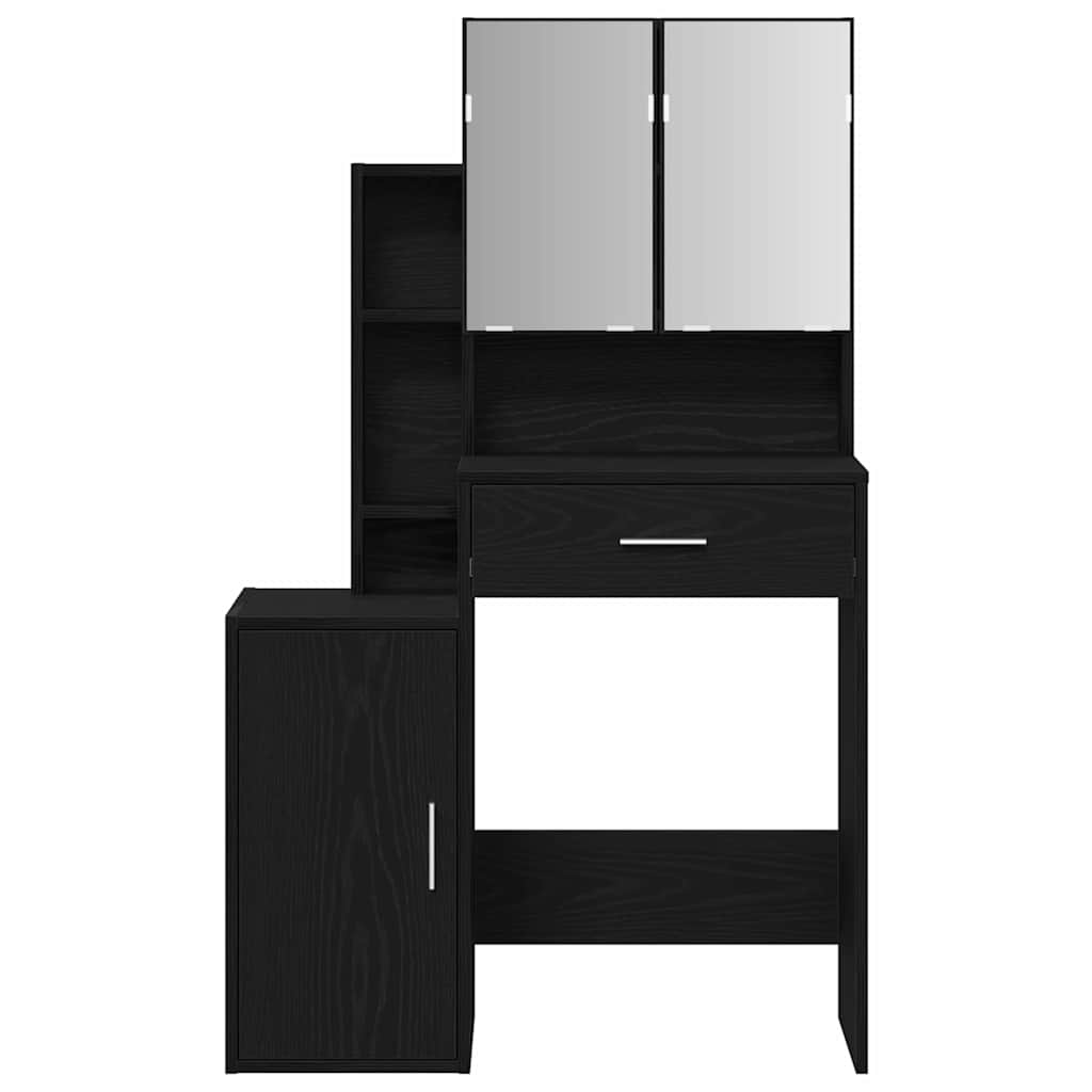 Makeup Table with Shelf Black Oak Look 80 x 35 x 132 cm