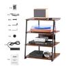 4-Tier AV Media Stand with Power Strips Wooden Corner TV Stand with LED