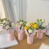 Forever Knitted Flower Bouquet Handmade Puff Crochet Roses Eternal Flower Gift for Mothers Day Teachers Day Home Decor Ornament