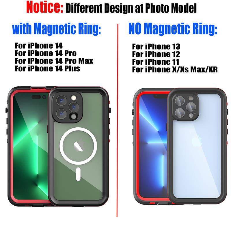IP68 Waterproof For IPhone 16 15 14 13 12 11 Pro Max XS XR 7 8 Case RedPepper Clear Cover Diving Underwater Swim Outdoor Sports 5