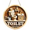 2D Flat Bathroom Sign Plate Ornament Circle Decorative Plaque Toilet Decorative Plate  Dormitory