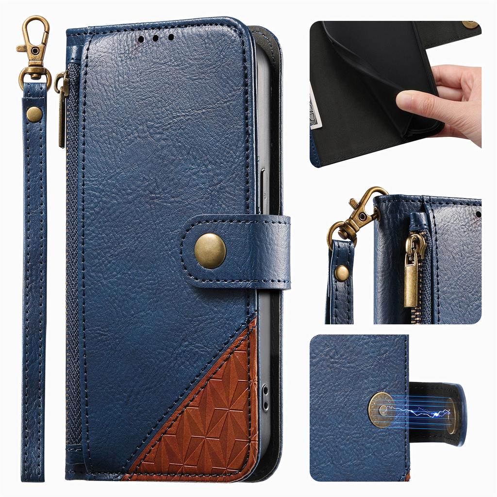 Leather Wallet Flip Case for Samsung Galaxy A17 A16 A15 A14 A13 A12 A07 A06 A05 A05S A04S Phone Cover Detachable Wrist Strap