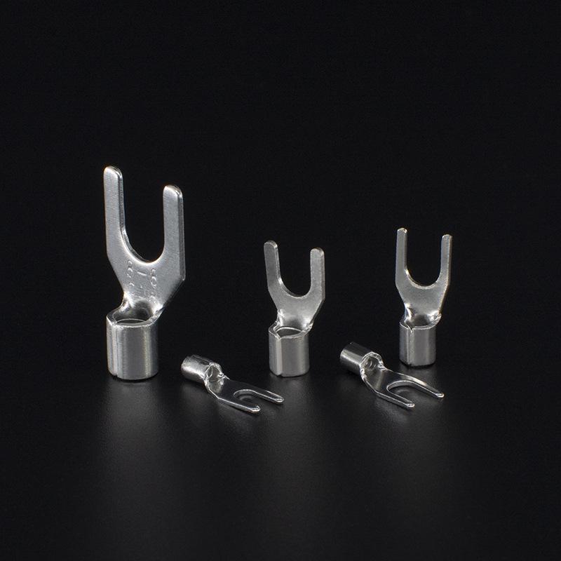 CJH Purple Copper Solder Joint Fork Terminal Connector, 1000 pcs, SNB1.25-3.2 Cold Press Bare Wire Copper Lug.
