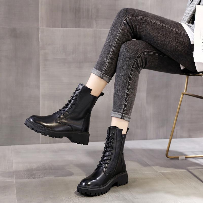Casual leather women's boots thick-soled Martin boots women's autumn and winter women's shoes short boots