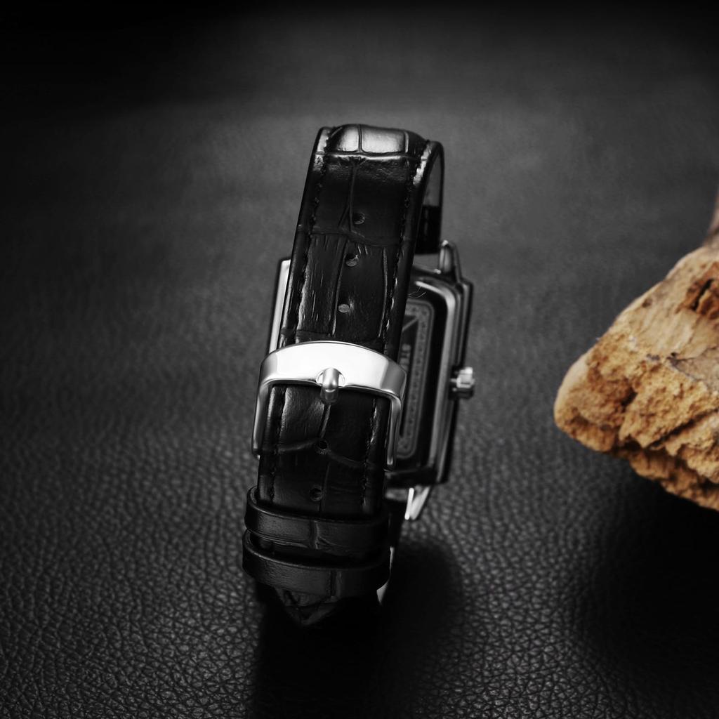 Square Watch with Leather Couple Roman Analog Wrist Waterproof Easy To Read Popular Suitable for Black Men Men's Strap Watch, Numerals, Date, Quartz,