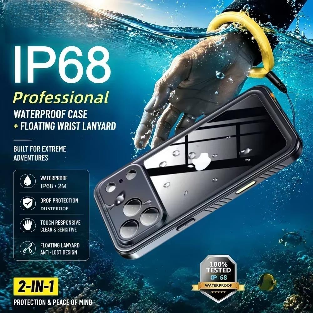 360° Полная защита Чехол для телефона для снорклинга IP68 Водонепроницаемый для Iphone 18 Pro Max Для активного отдыха Плавание дайвинг Чехол Ударопрочный 5