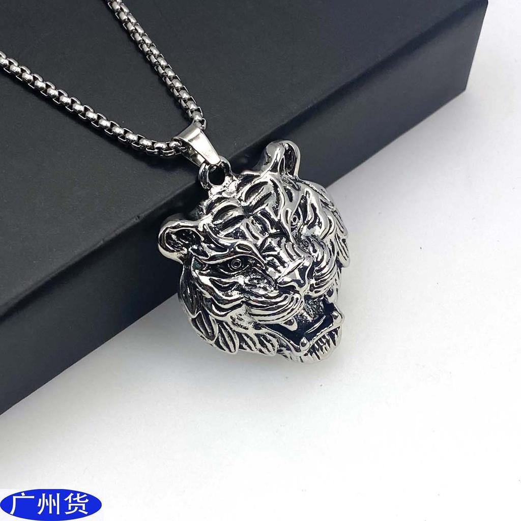Tiger Head Titanium Steel Necklace Alloy Pendant Trend Brand Hip Hop Retro Sweater Sweater Chain Accessories