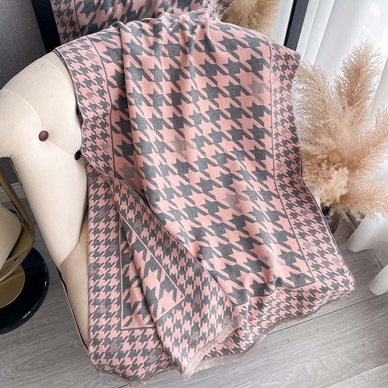 New Luxury Winter Two-Sided Cashmere Feel Jacquard Scarves High Quality Women Warm Thicken Wrap Shawl Ladies Pashmina Scarf