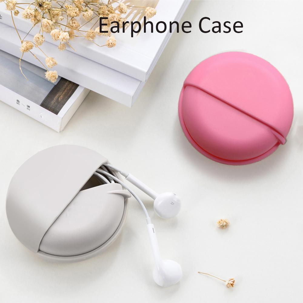 Round Shaped Carry Pouch Pocket Data Line Box Earphone Case Wire Cable Organizer Jewelry Protective
