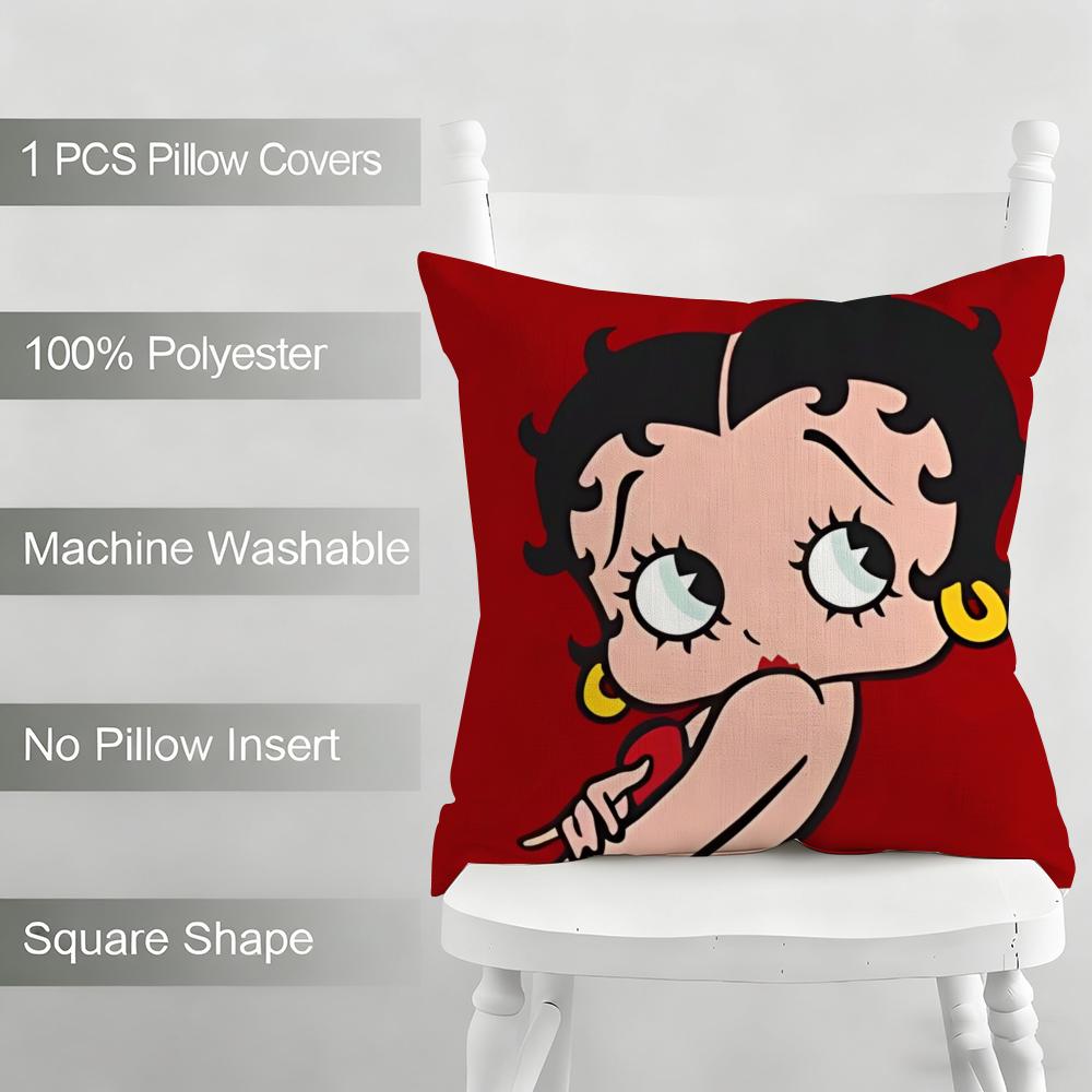 Наволочка Betty Boop для домашнего декора, льняная наволочка для диванной подушки: Приятный к коже и дышащий с невидимой молнией