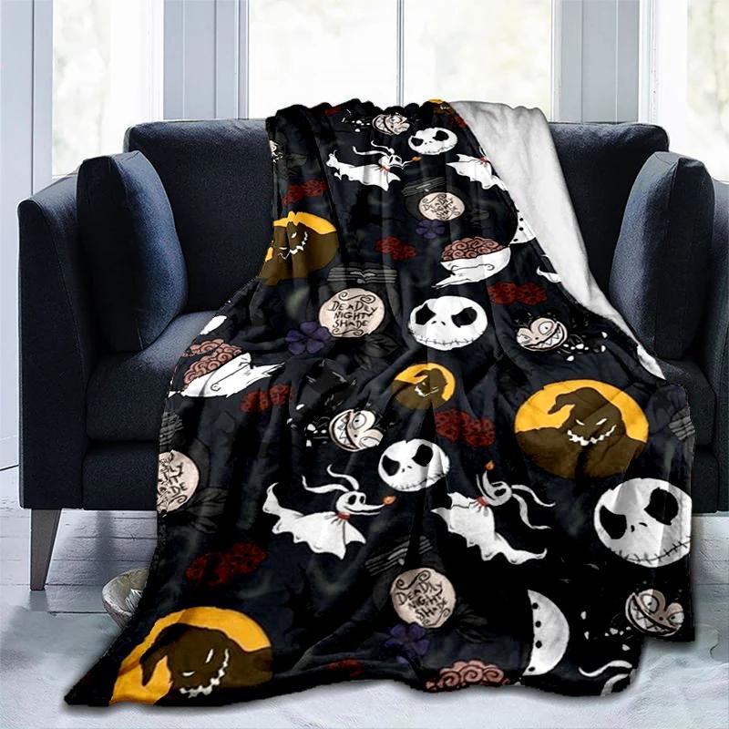 Halloween Pumpkin&horror Ghost Printed Blanket, Fashionable Warm Flannel Blanket, Sofa Bed Cover Blanket, Halloween Gift