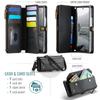 Для Samsung Galaxy Z Fold7 5G Кожаный чехол CASEME C36 на молнии с 10 слотами для карт, чехол для телефона с ремешками