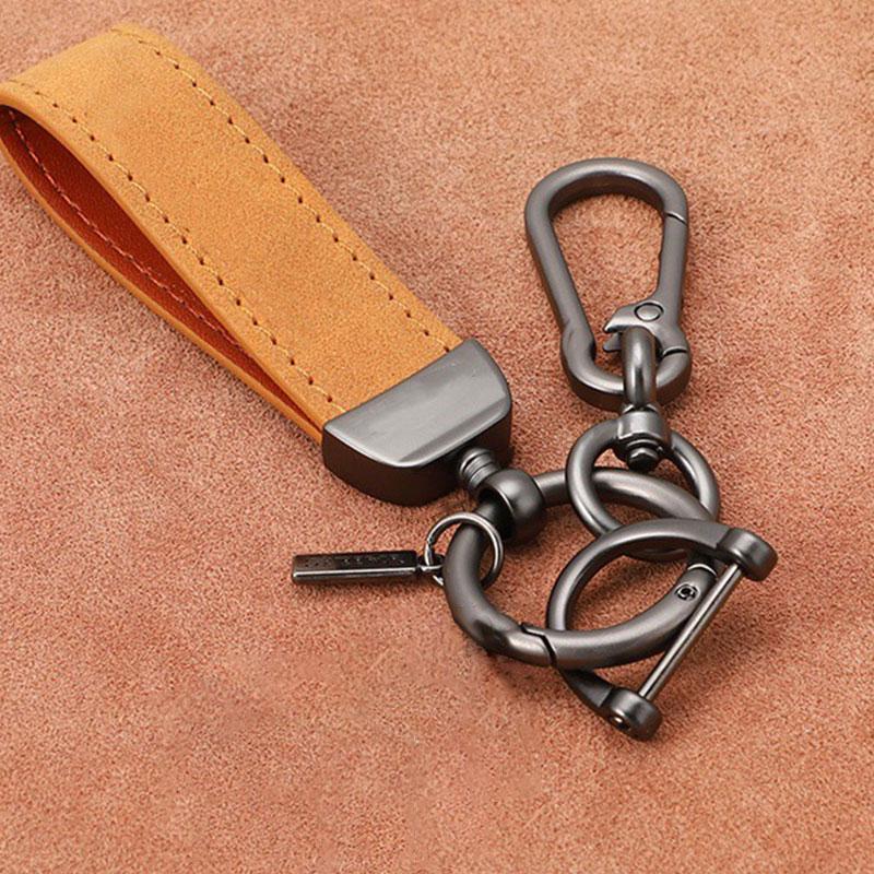 1PC Bag Pendants Leather Car Key Rings Leather Keychain Pure Color Buckle Cars Key Ring Gifts