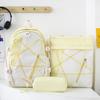 Three-Piece Backpack Set for Primary and Middle School Students Schoolbag Color Block Cartoon Backpack for Women Large Capacity Backpack