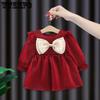 Summer Girls' Bubble Sleeve Dress Korean Children's Bow Dress Girls' Princess Dress
