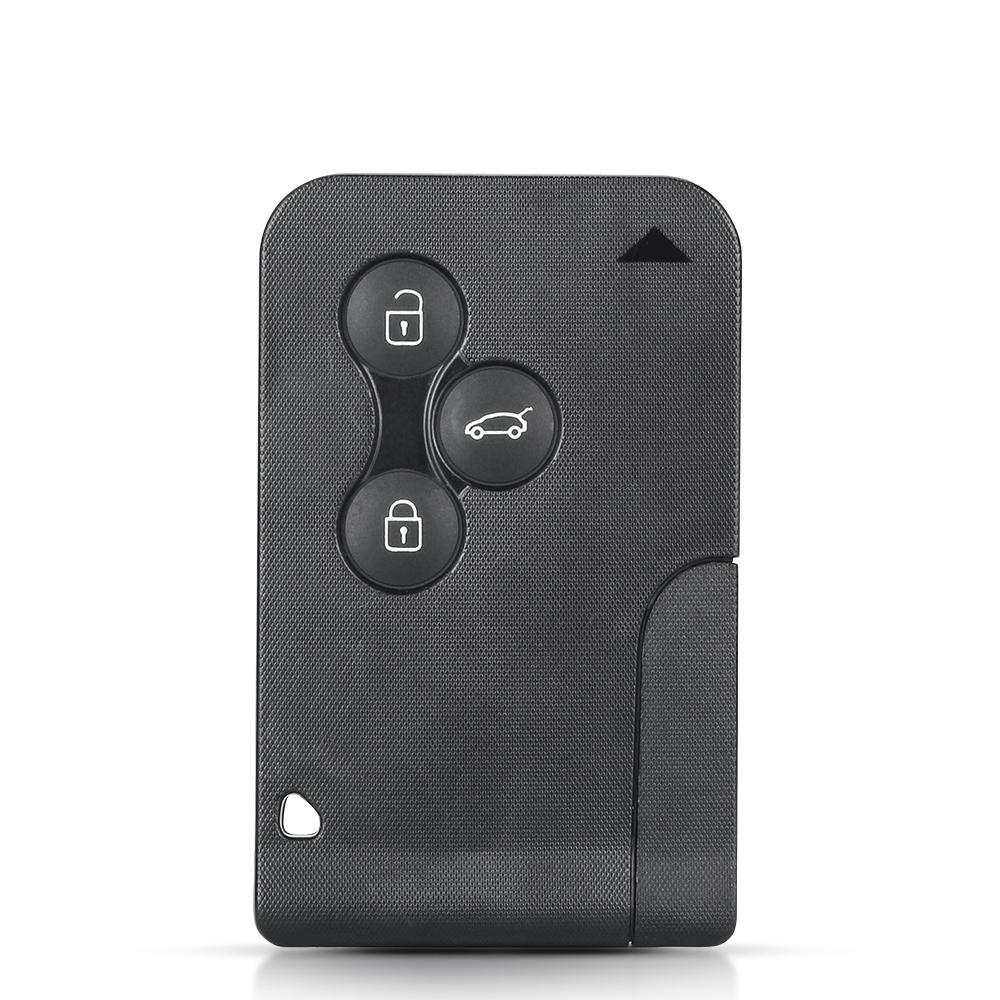KEYYOU 3 Button Smart Card For Renault Clio Logan Megane 2 3 Koleos Scenic Card Case Black Car Key Fob Shell With Small Key