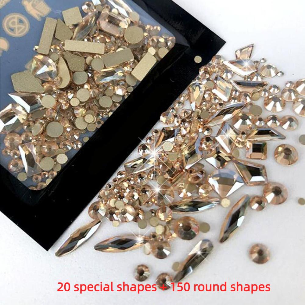 AB Flatback Glass Nail Art Стразы Разноцветные Смешанные Алмазные Драгоценные Камни Синие Фиолетовые Кристаллы Для Украшения Ногтей Сделай Сам